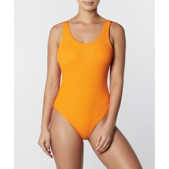 NWOT It's Now Cool The Backless One Piece Crinkle in Tangerine S - Picture 3 of 4